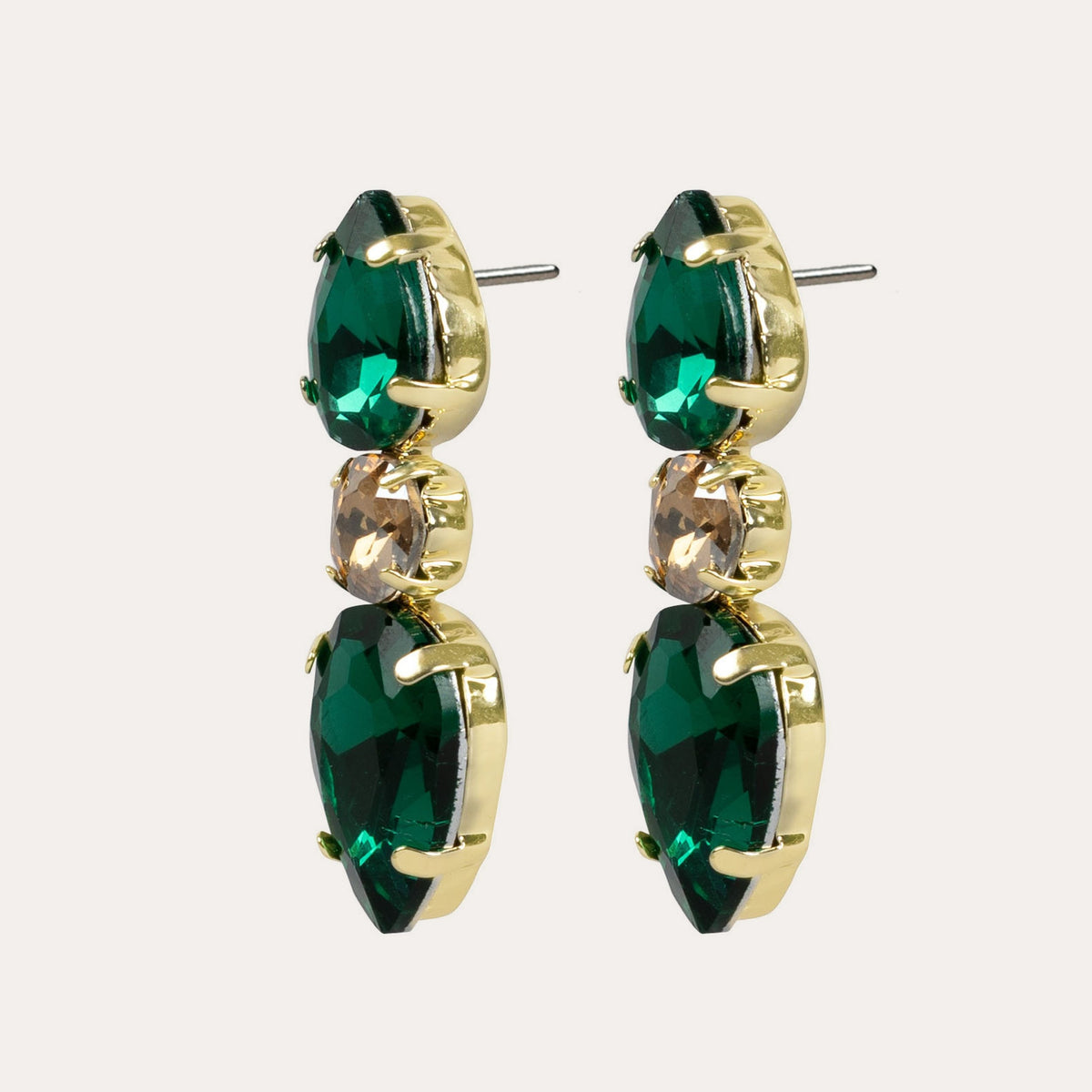 Gemme tripple earring Guld/grön