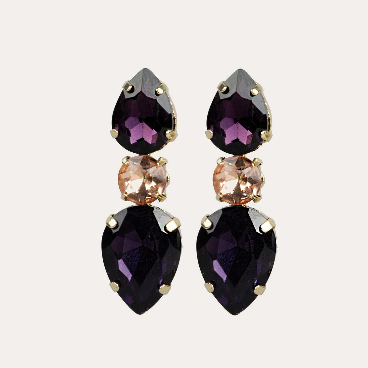 Gemme tripple earring Guld/lila