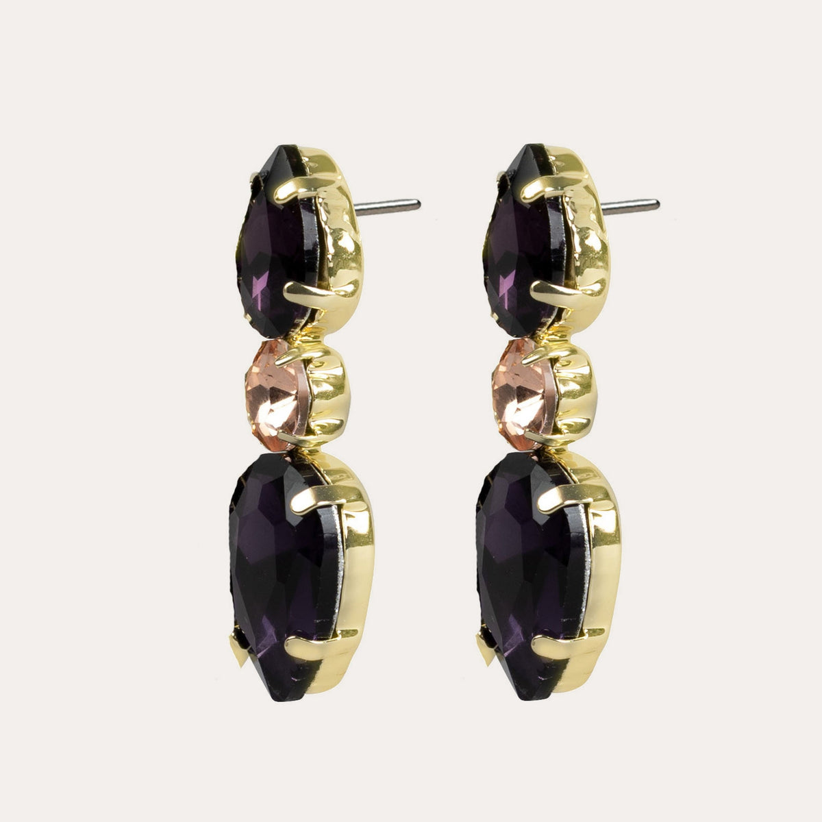 Gemme tripple earring Guld/lila