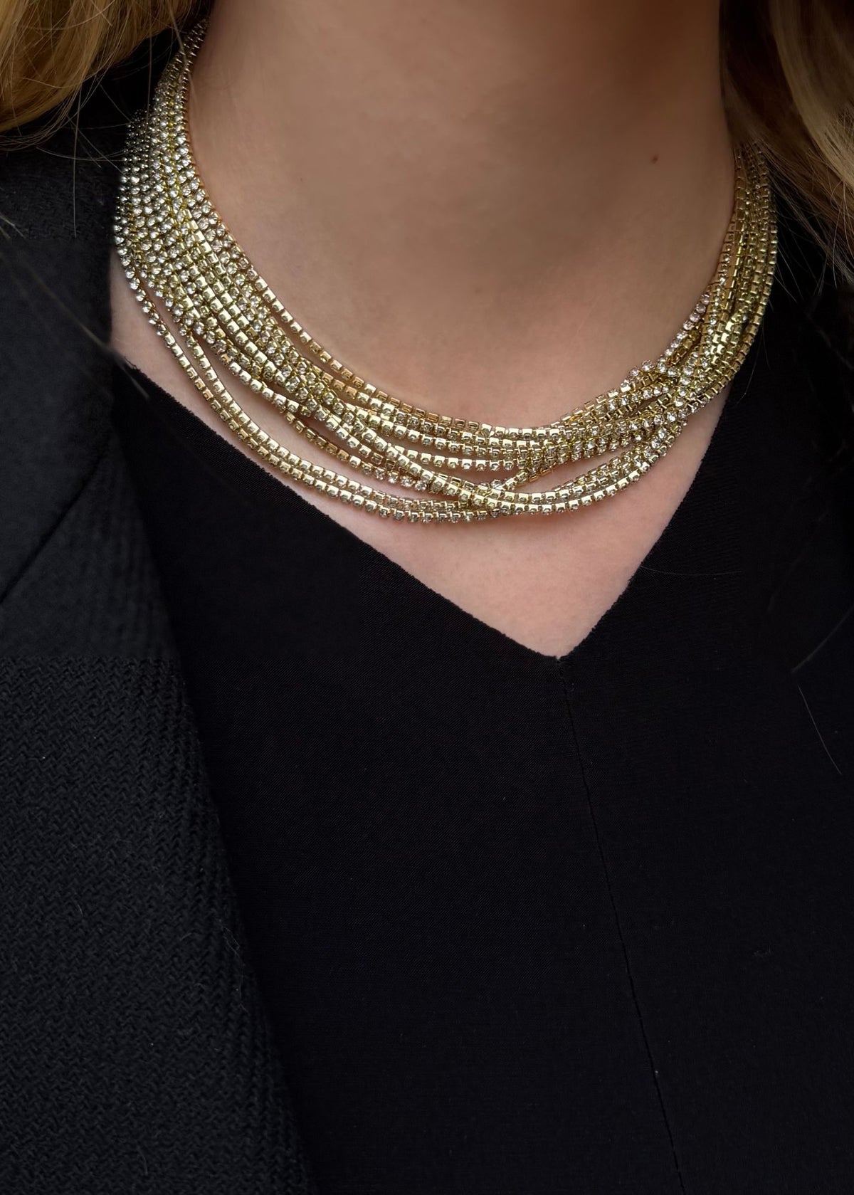 Night big sparkle necklace 40-45 Guld/klar Silver/klar