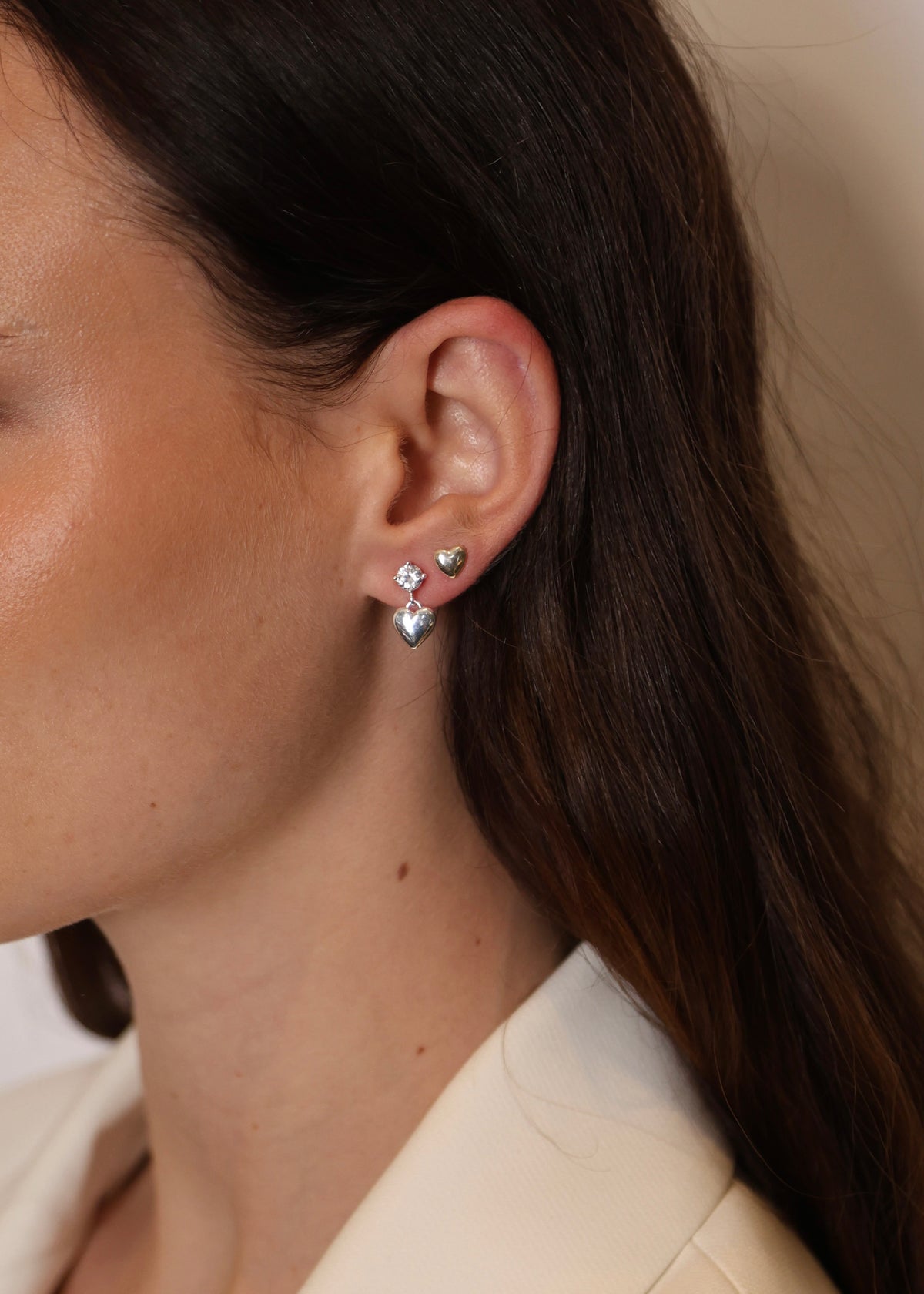 Sky heart earring set Guld/klar Silver/klar
