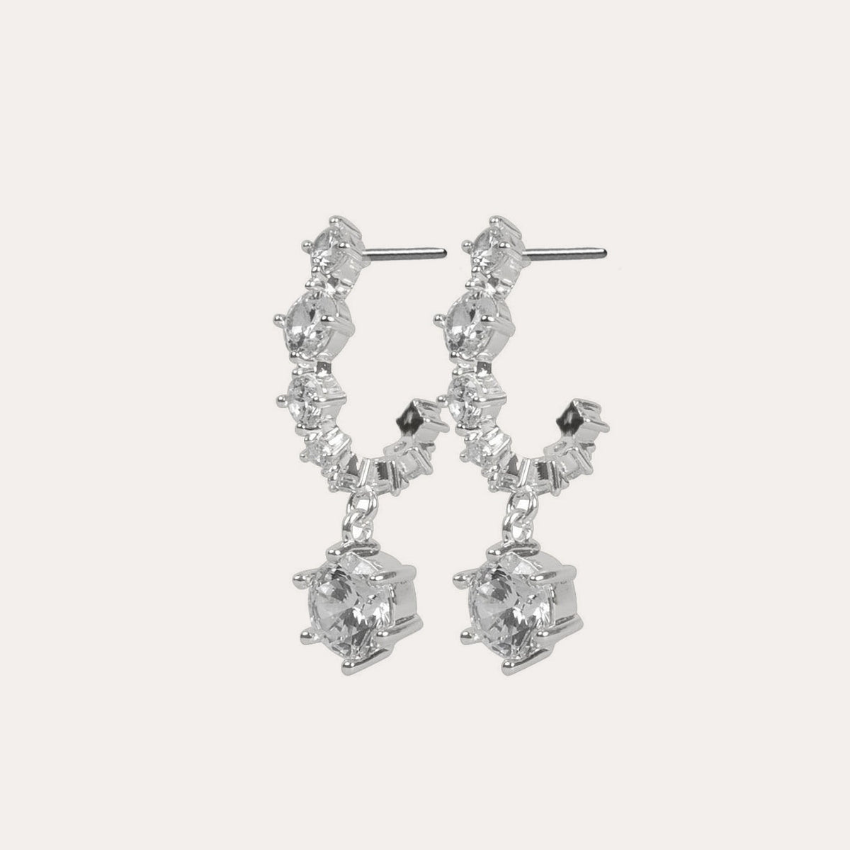 Night crystal pendant ear Silver/klar