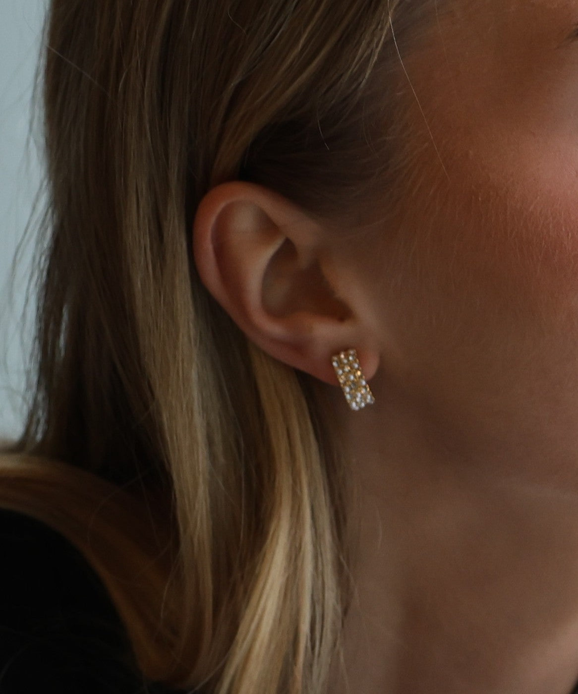 Night mix oval earring Guld/klar Silver/klar