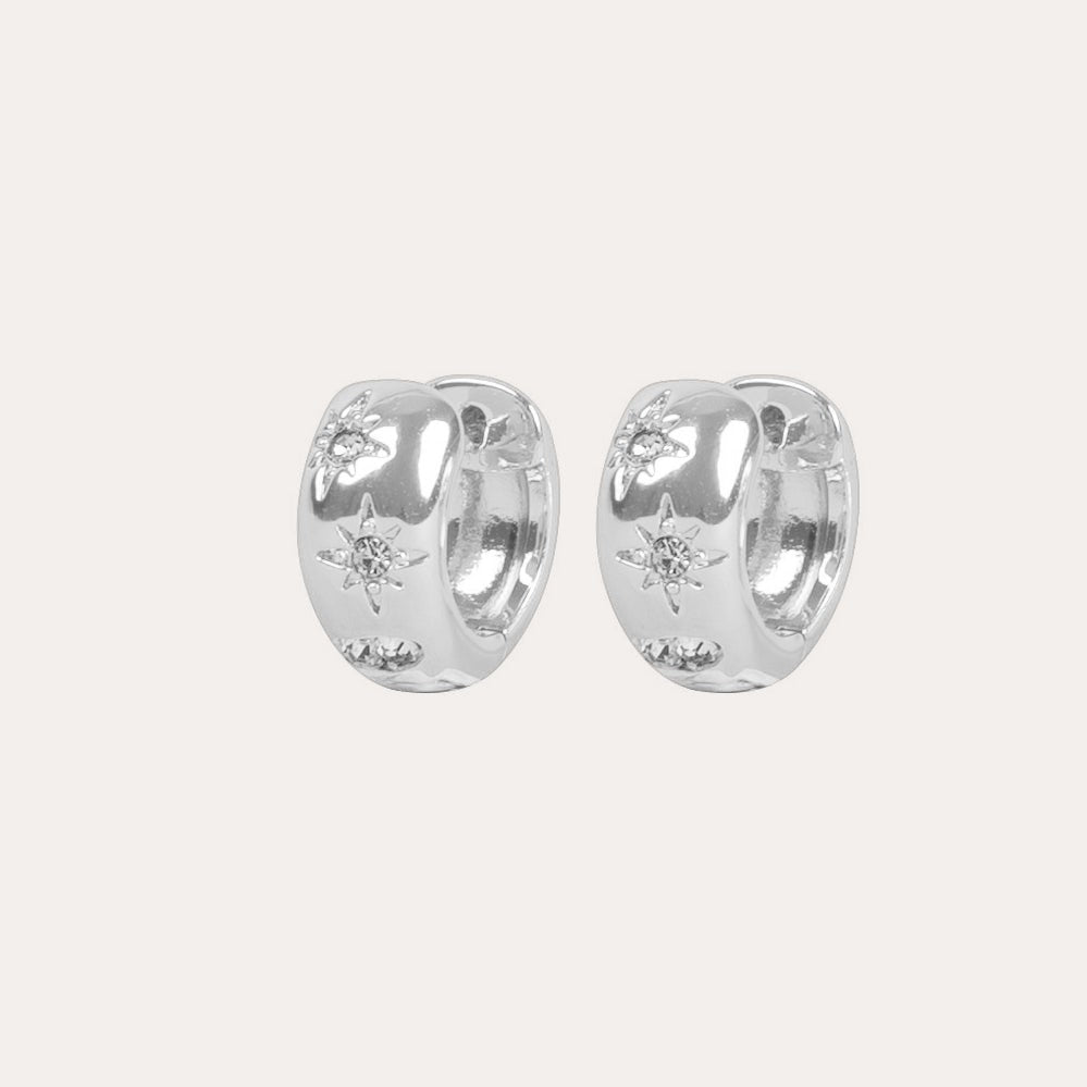 Nova small chunky earring Silver/klar