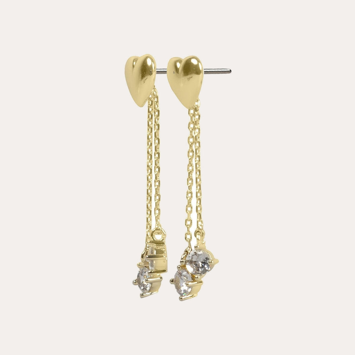 Sky heart chain earring Guld/klar