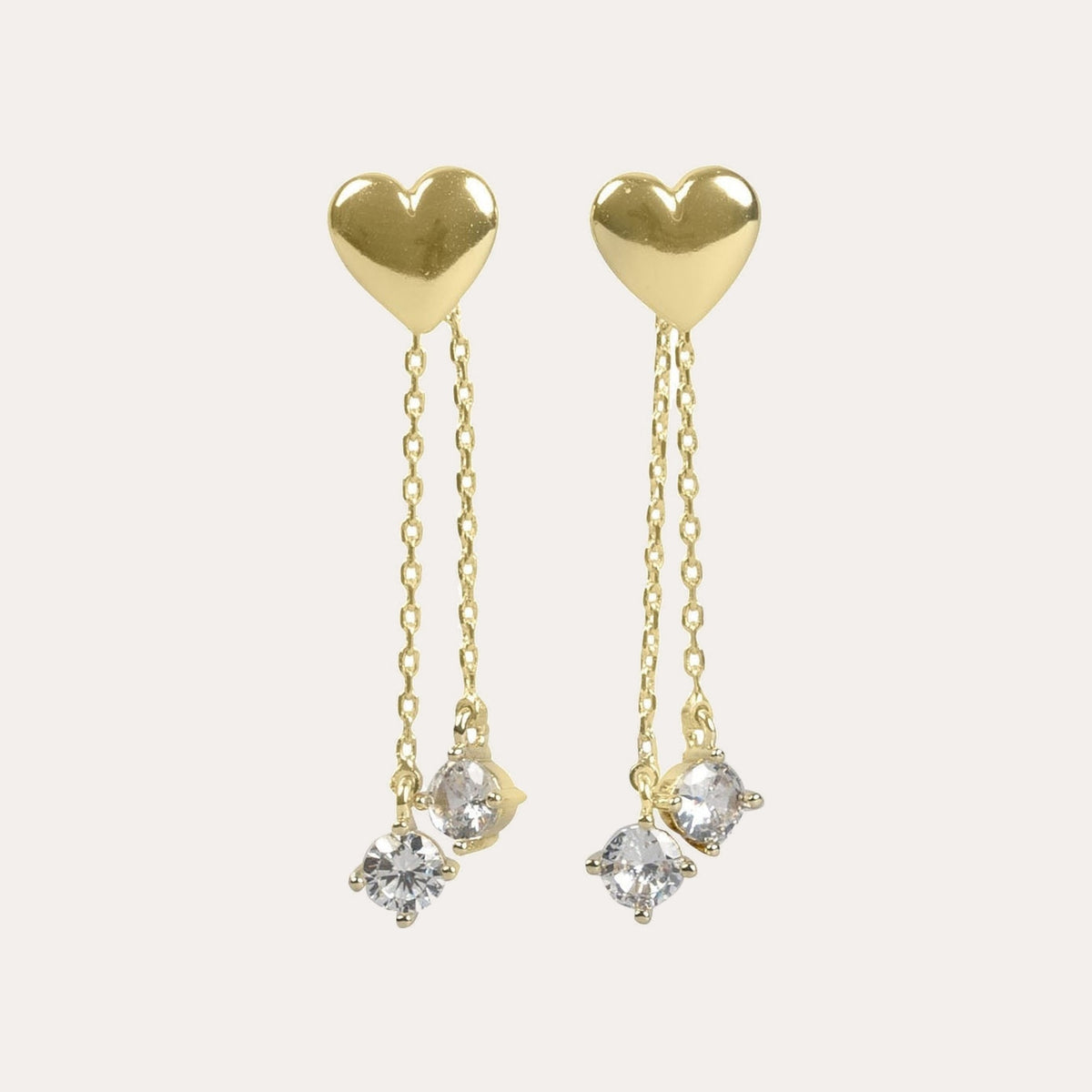 Sky heart chain earring Guld/klar