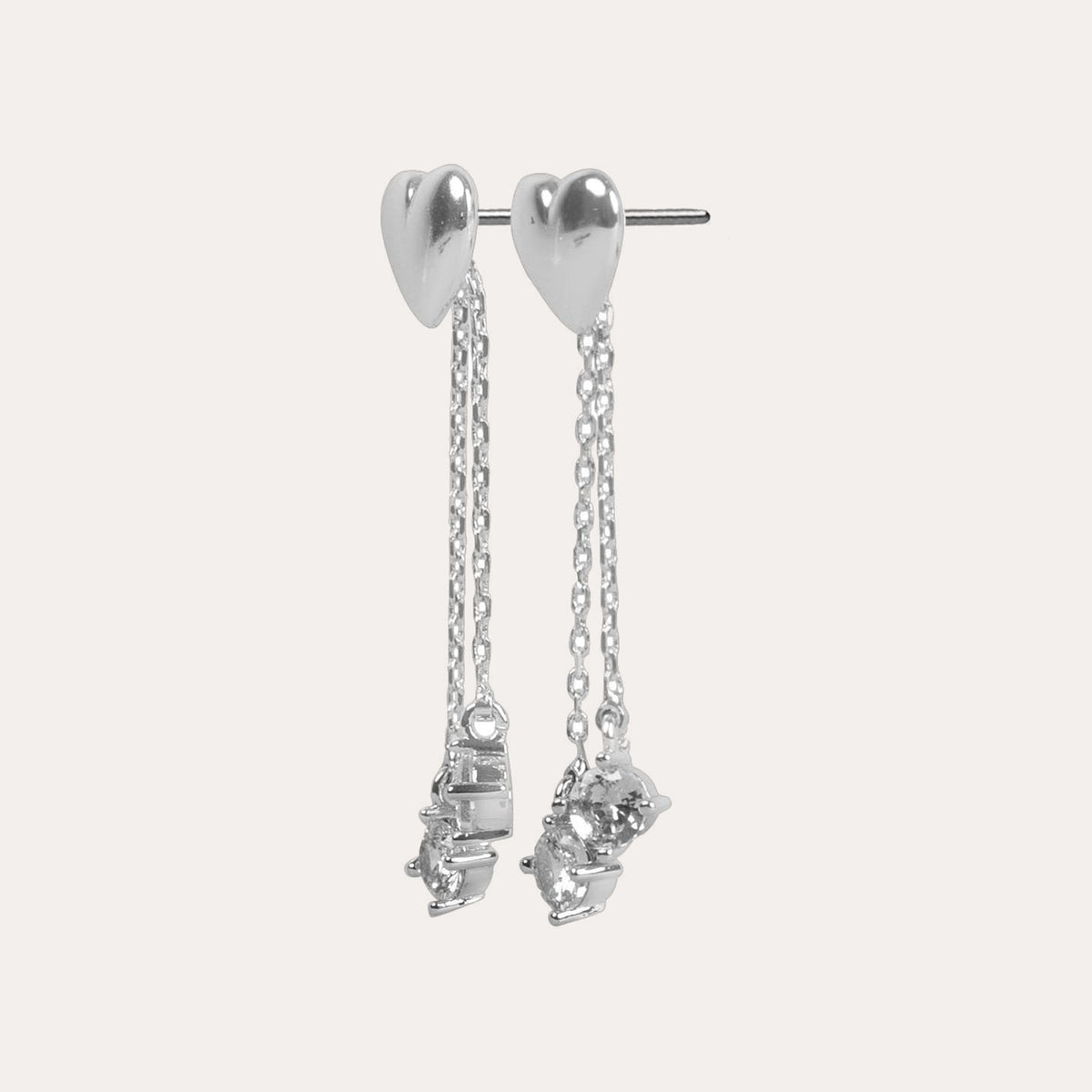 Sky heart chain earring Silver/klar