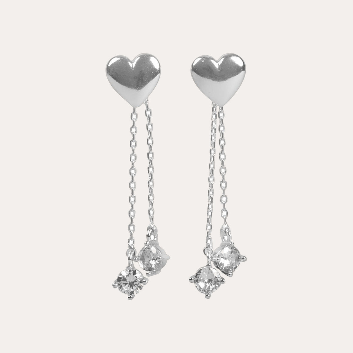 Sky heart chain earring Silver/klar