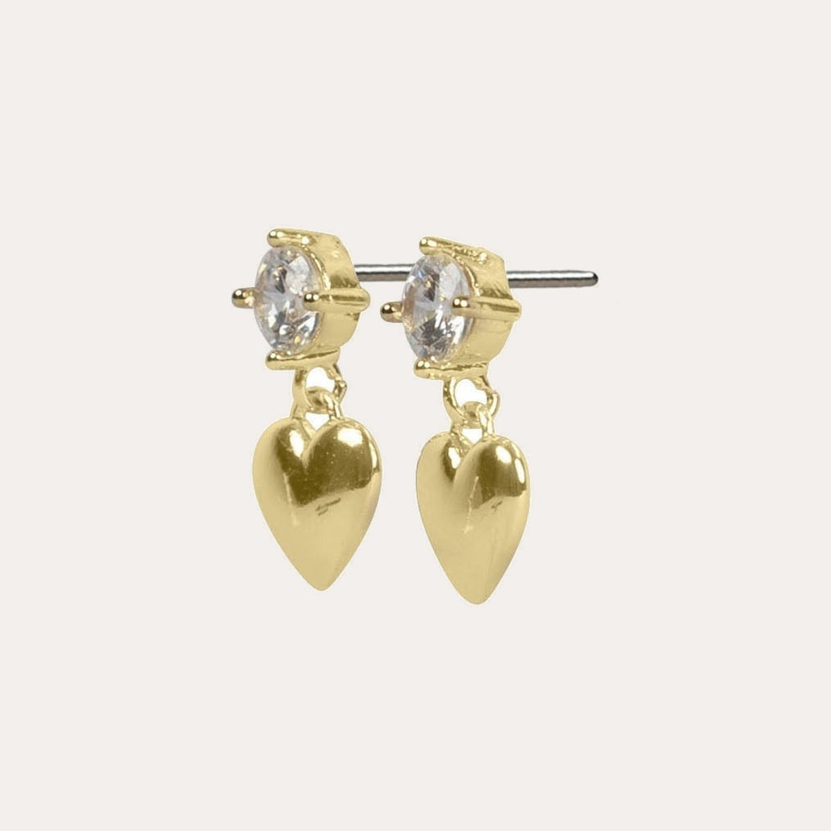 Sky heart crystal earring Guld/klar
