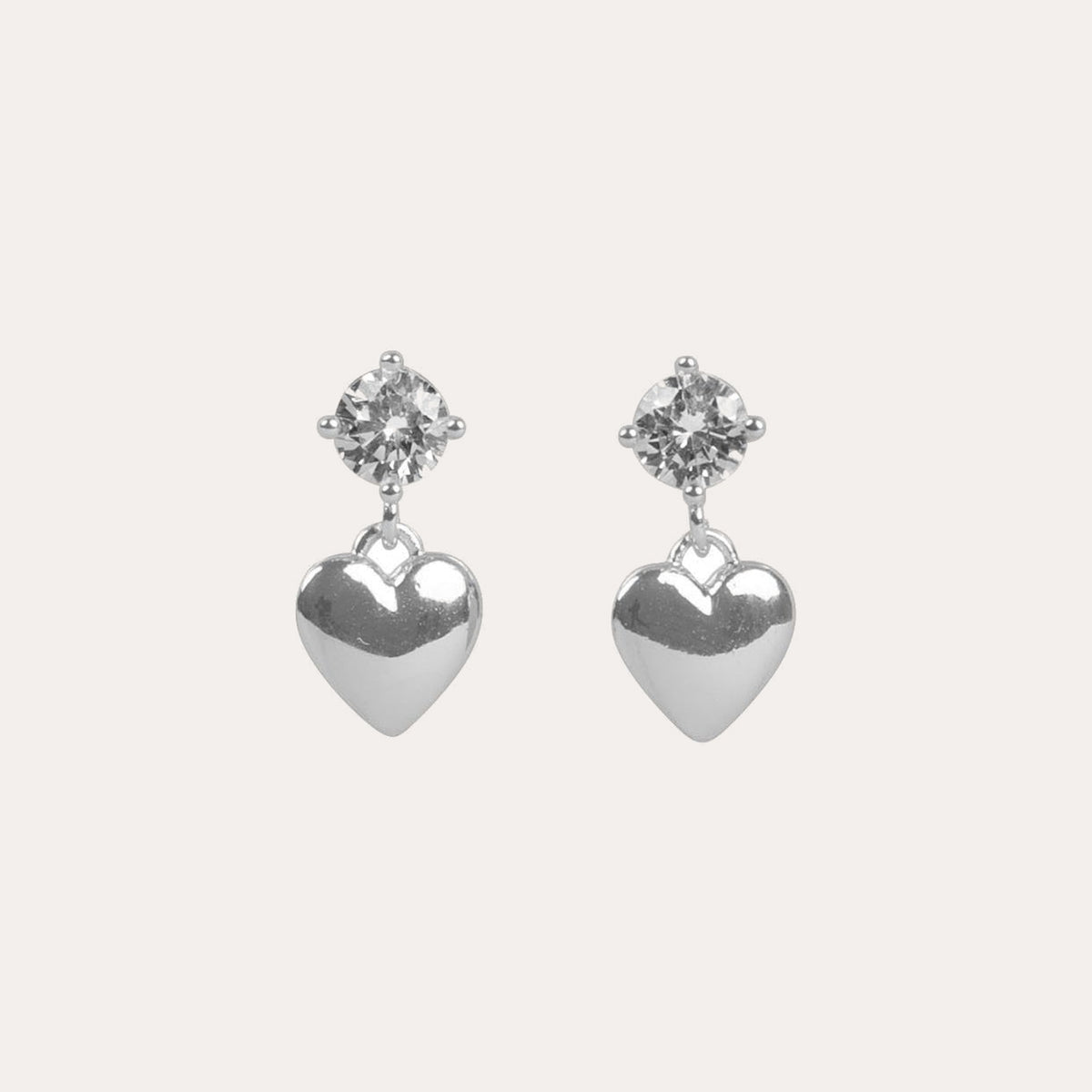 Sky heart crystal earring Silver/klar
