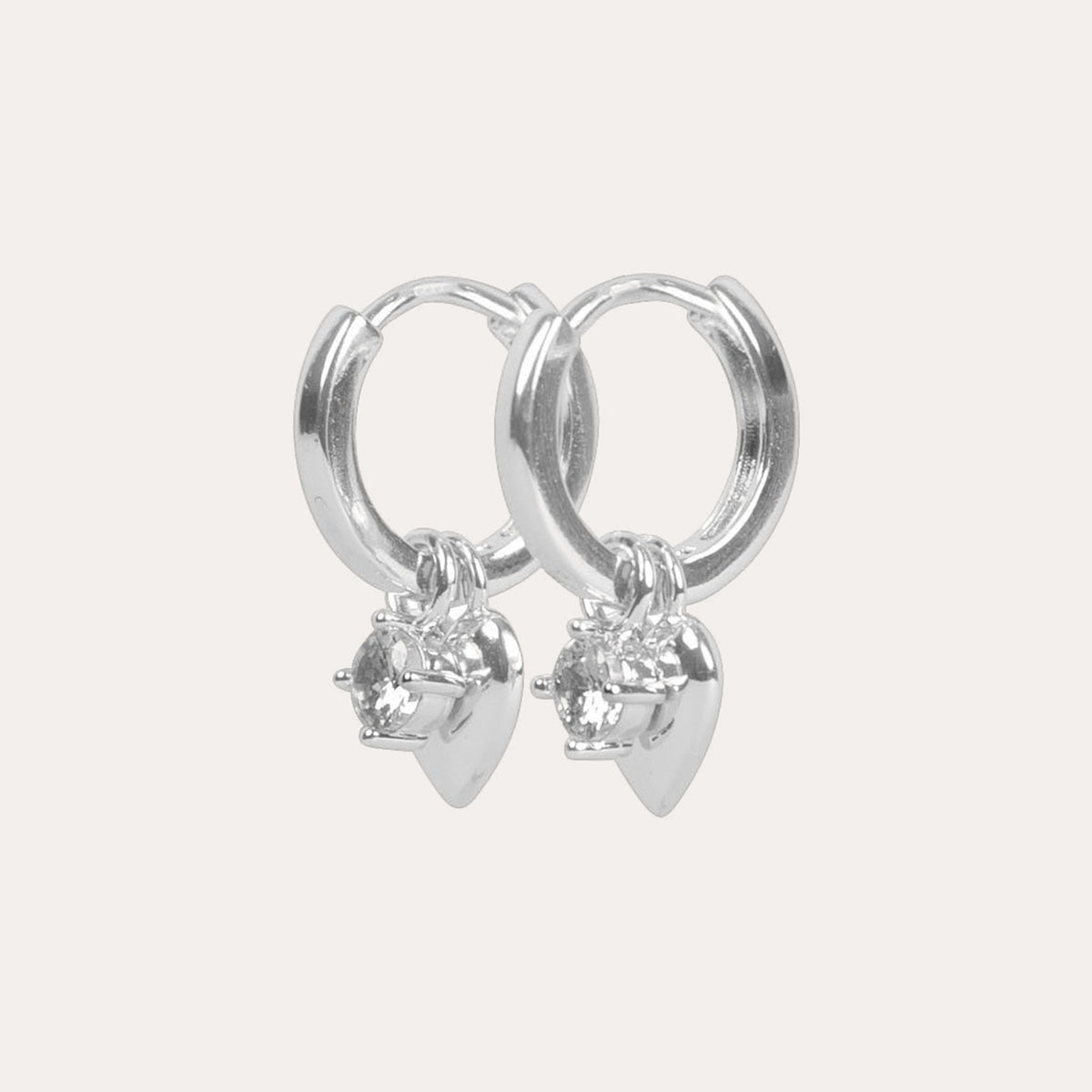 Sky heart pendant earring Silver/klar
